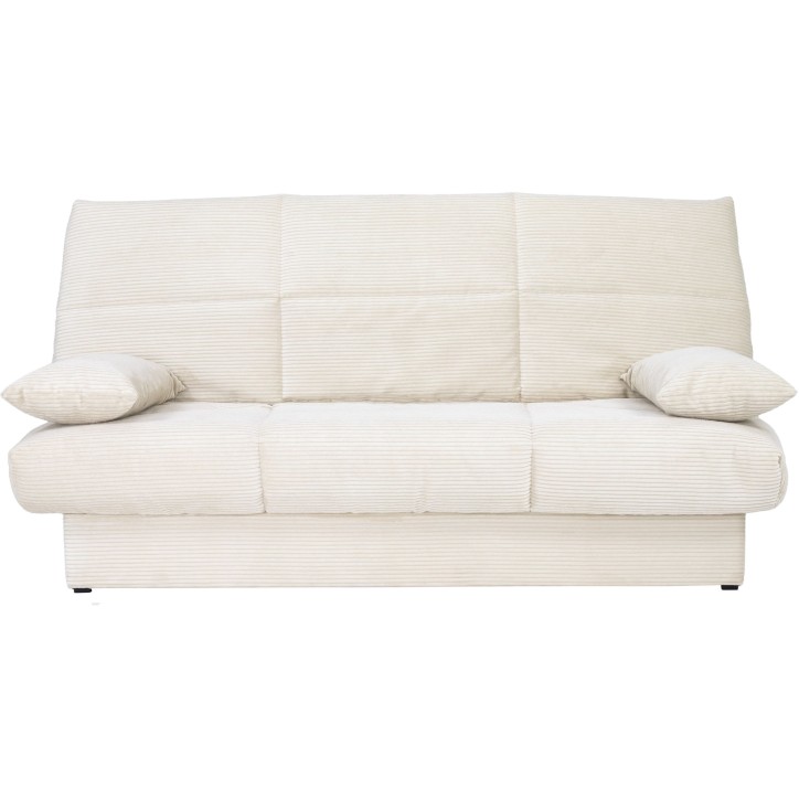 Banquette clic-clac CLEM - 3 places - Tissu en velours côtelé - Beige - Densité 20kg/m3 - 190 x 90 x 92 cm - Fabriqué au Por