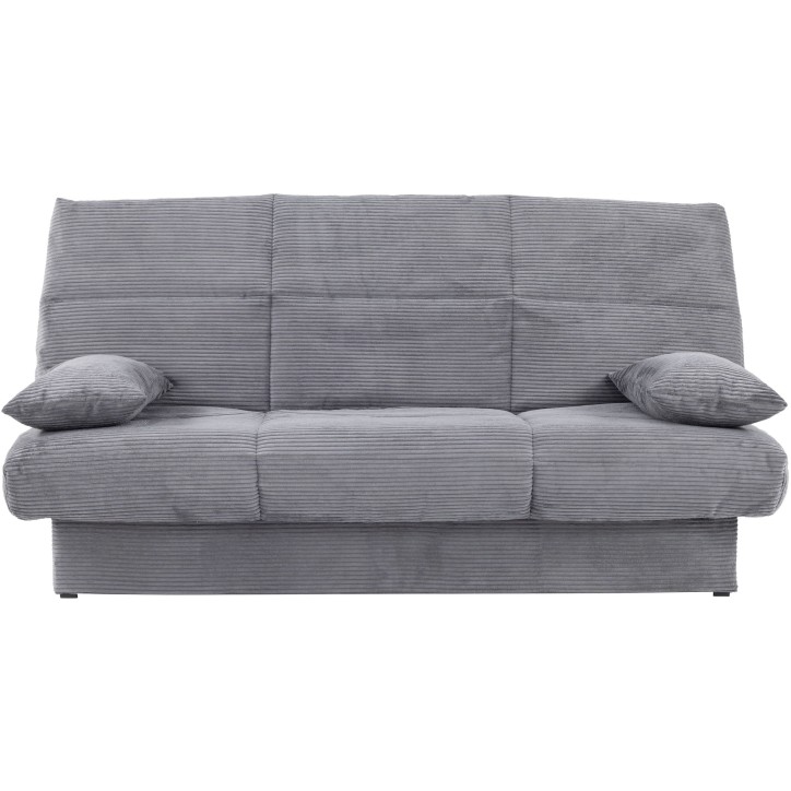 Banquette clic-clac CLEM - 3 places - Tissu velours côtelé - Anthracite - Densité 20kg/m3 - 190 x 90 x 92 cm - Fabriqué au P Banquette clic-clac CLEM - 3 places - Tissu velours côtelé - Anthracite - Densité 20kg/m3 - 190 x 90 x 92 cm - Fabriqué au P