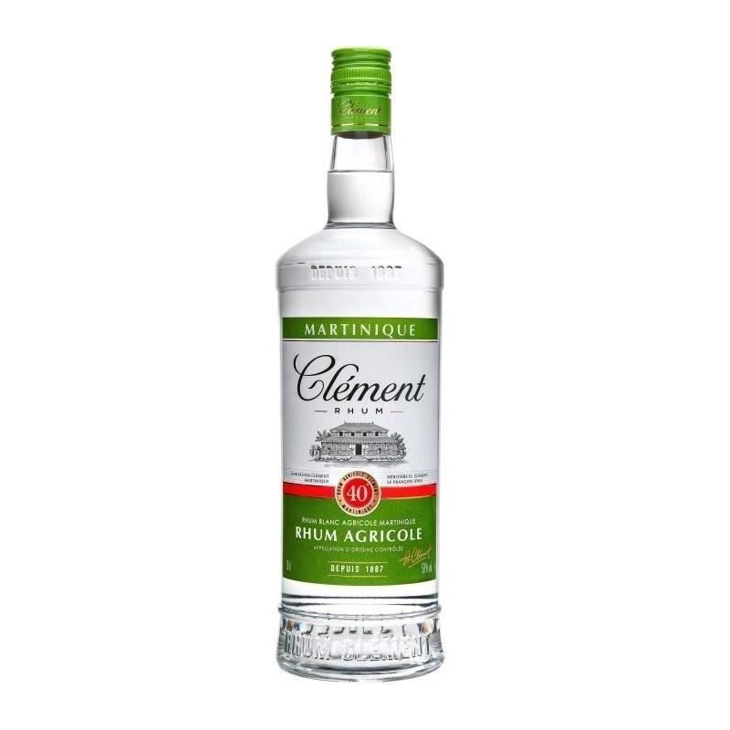 Rhum Clément - Rhum agricole blanc - Martinique - 40%vol - 70cl Rhum Clément - Rhum agricole blanc - Martinique - 40%vol - 70cl