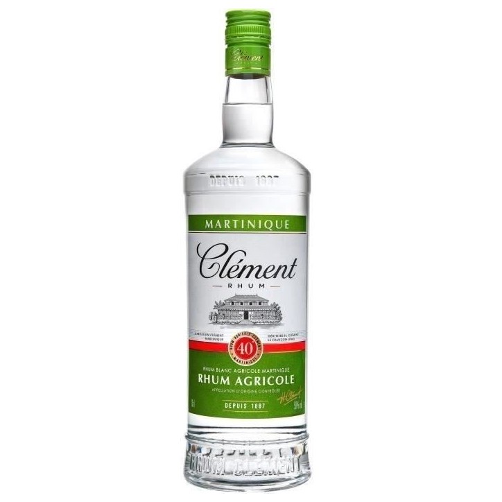 Rhum Clément - Rhum agricole blanc - Martinique - 40%vol - 70cl