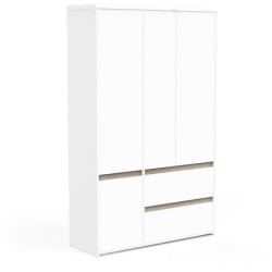Armoire de chambre - CLYDE - Chene Kronberg / Blanc - 4 portes - 138,2