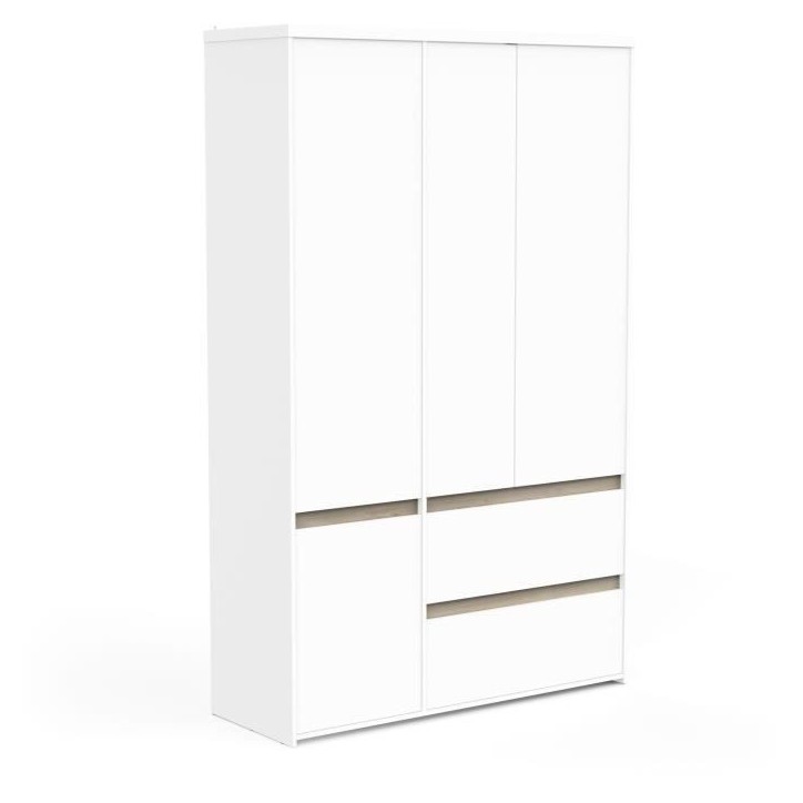 Armoire de chambre - CLYDE - Chene Kronberg / Blanc - 4 portes - 138,2 x 50 x 220,5 cm Armoire de chambre - CLYDE - Chene Kronberg / Blanc - 4 portes - 138,2 x 50 x 220,5 cm
