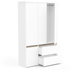 Armoire de chambre - CLYDE - Chene Kronberg / Blanc - 4 portes - 138,2