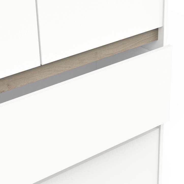 Armoire de chambre - CLYDE - Chene Kronberg / Blanc - 4 portes - 138,2 x 50 x 220,5 cm Armoire de chambre - CLYDE - Chene Kronberg / Blanc - 4 portes - 138,2 x 50 x 220,5 cm