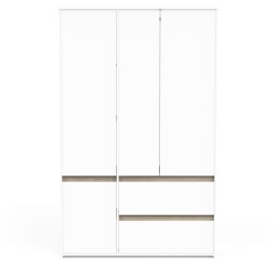 Armoire de chambre - CLYDE - Chene Kronberg / Blanc - 4 portes - 138,2