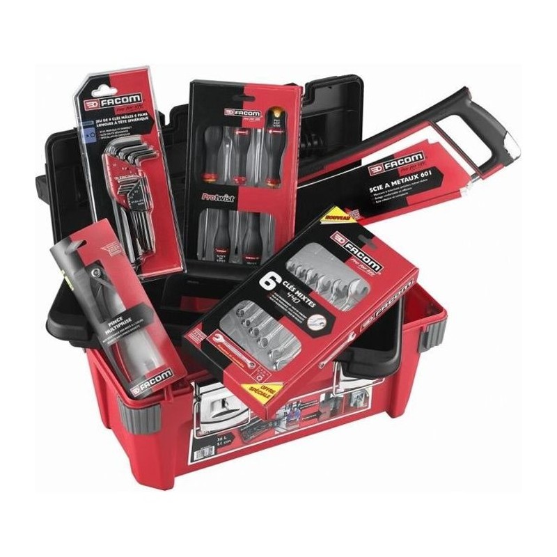 Caisse a outils FACOM + 22 outils - 5 Tournevis Protwist + 6 Clés mix
