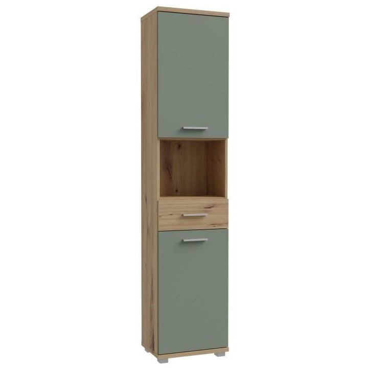 Colonne de salle de bain - Chene artisan / Vert sauge - 2 portes - 40,2 x 28,9 x 183,6 cm Colonne de salle de bain - Chene artisan / Vert sauge - 2 portes - 40,2 x 28,9 x 183,6 cm