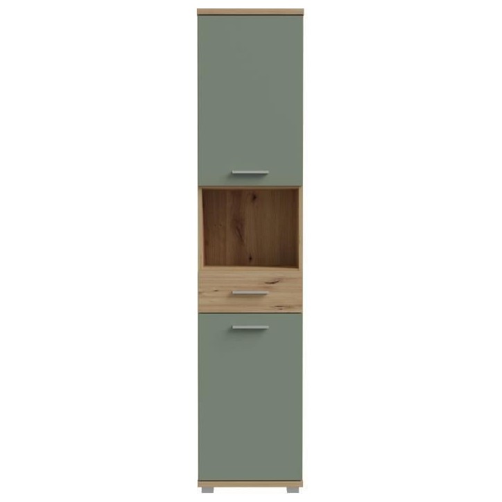 Colonne de salle de bain - Chene artisan / Vert sauge - 2 portes - 40,2 x 28,9 x 183,6 cm Colonne de salle de bain - Chene artisan / Vert sauge - 2 portes - 40,2 x 28,9 x 183,6 cm