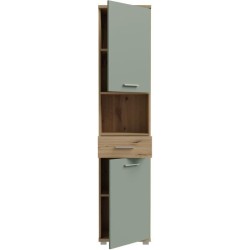 Colonne de salle de bain - Chene artisan / Vert sauge - 2 portes - 40,