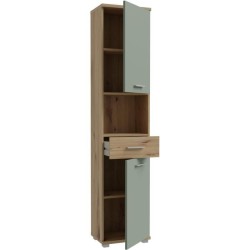 Colonne de salle de bain - Chene artisan / Vert sauge - 2 portes - 40,