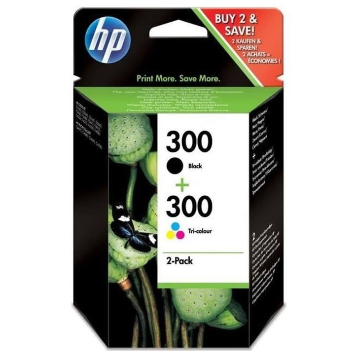 HP 300 Pack de 2 cartouches d'encre noire et trois couleurs authentiques (CN637EE) pour DeskJet F4580 et Photosmart C4680/C4795 HP 300 Pack de 2 cartouches d'encre noire et trois couleurs authentiques (CN637EE) pour DeskJet F4580 et Photosmart C4680/C4795