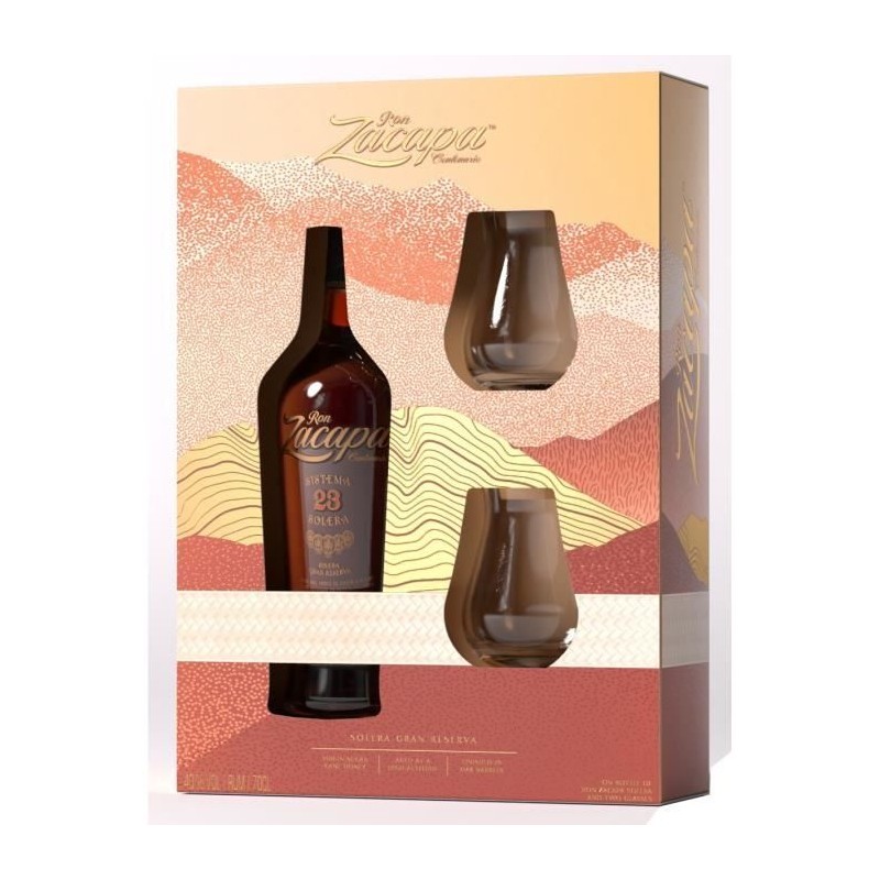 Coffret Zacapa Solera Gran Reserva 40° 70cl + 2 verres Coffret Zacapa Solera Gran Reserva 40° 70cl + 2 verres