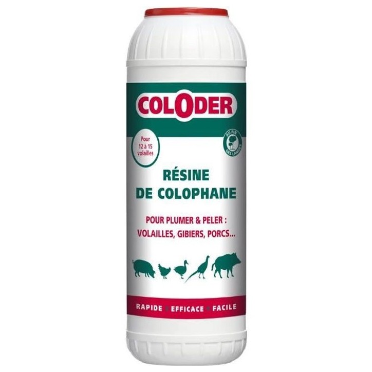 SANITERPEN COLODER - Résine de colophane 600 g - S'utilise pour le plumage de volailles SANITERPEN COLODER - Résine de colophane 600 g - S'utilise pour le plumage de volailles