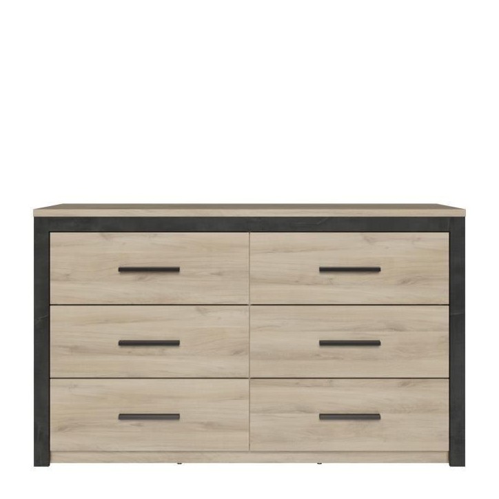 Commode 6 tiroirs Colorado - Décor Chene Kornberg - L 129,1 x H 77,1 x P 41,8 cm - DEMEYERE Commode 6 tiroirs Colorado - Décor Chene Kornberg - L 129,1 x H 77,1 x P 41,8 cm - DEMEYERE