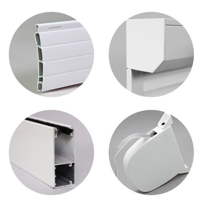 Volet roulant H155 x L120 cm PVC recoupable en largeur et hauteur - Manoeuvre manuelle sangle -Coloris Blanc - Volet roulant H155 x L120 cm PVC recoupable en largeur et hauteur - Manoeuvre manuelle sangle -Coloris Blanc -