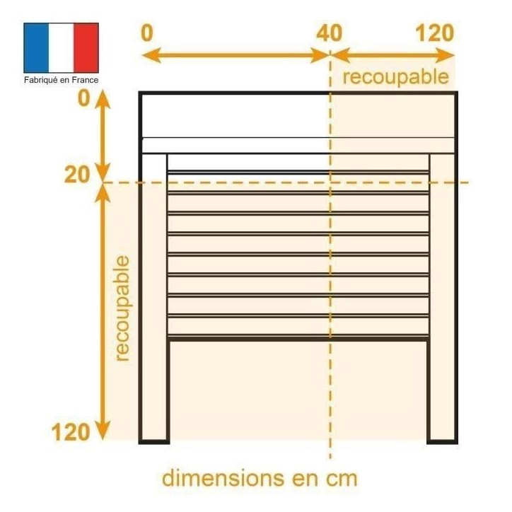 Volet roulant H120 x L120 cm PVC recoupable en largeur et hauteur - Manoeuvre manuelle sangle -Coloris Blanc - Volet roulant H120 x L120 cm PVC recoupable en largeur et hauteur - Manoeuvre manuelle sangle -Coloris Blanc -