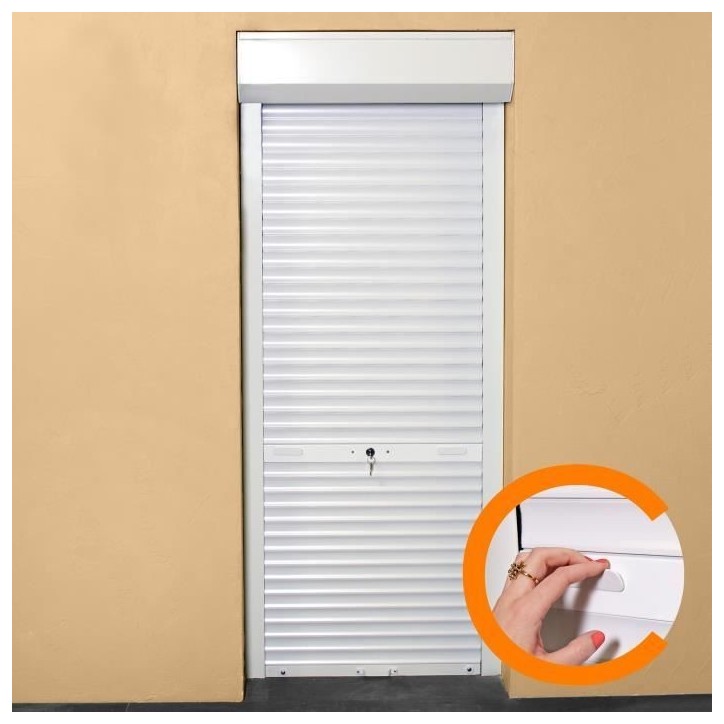 Volet roulant manuel a tirage pour porte L100 x H220 cm PVC -Coloris Blanc - Volet roulant manuel a tirage pour porte L100 x H220 cm PVC -Coloris Blanc -