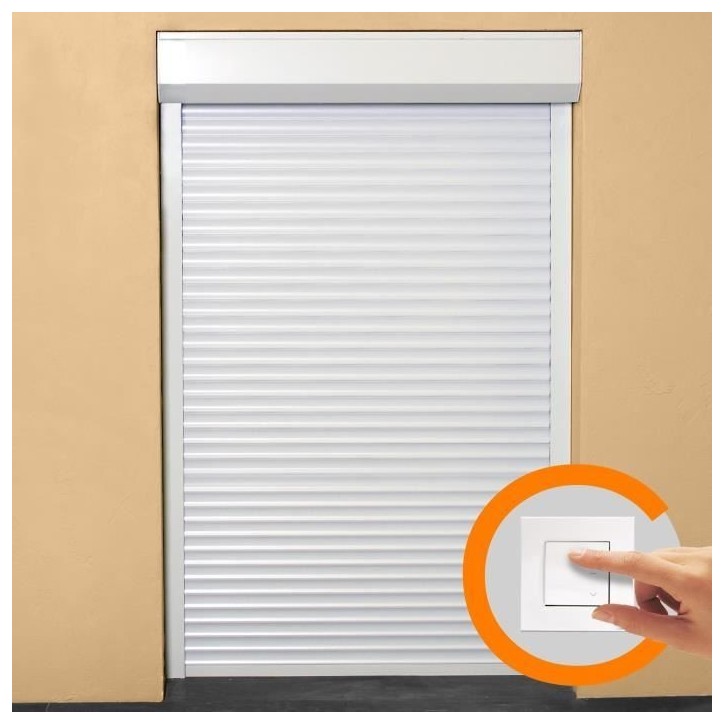 Volet roulant - Aluminium - H220 cm x L150 cm - Manoeuvre électrique filaire - Coloris Blanc - Ajustable