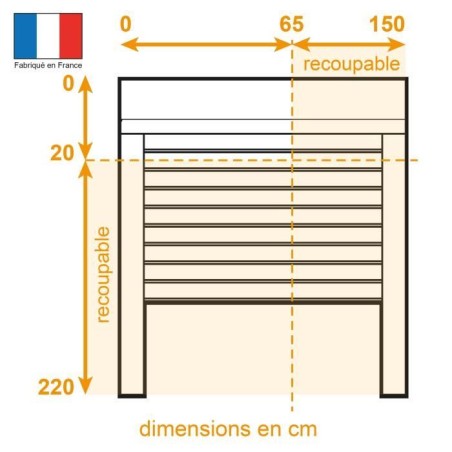 Volet roulant - Aluminium - H220 cm x L150 cm - Manoeuvre électrique filaire - Coloris Blanc - Ajustable