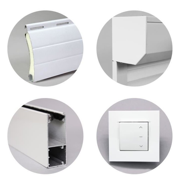 Volet roulant - Aluminium - H220 cm x L150 cm - Manoeuvre électrique filaire - Coloris Blanc - Ajustable