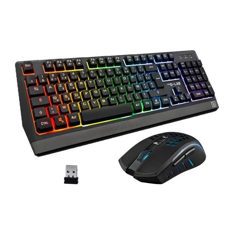 Pack Gamer 2 en 1 - The G-Lab - COMBO TUNGSTEN - Souris Sans Fil - Cla