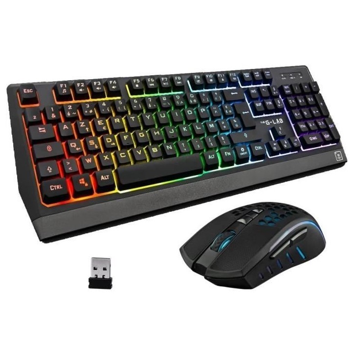 Pack Gamer 2 en 1 - The G-Lab - COMBO TUNGSTEN - Souris Sans Fil - Clavier Sans Fil