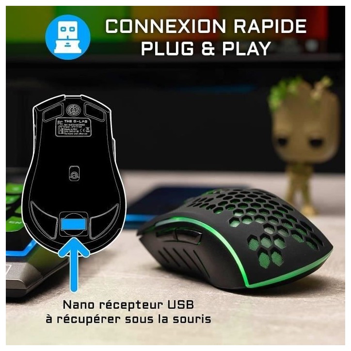 Pack Gamer 2 en 1 - The G-Lab - COMBO TUNGSTEN - Souris Sans Fil - Clavier Sans Fil