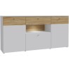 Buffet 3 portes1 tiroir LED - COMO- 194,8 x 41,3 x 94,5 cm - Gris / Ch