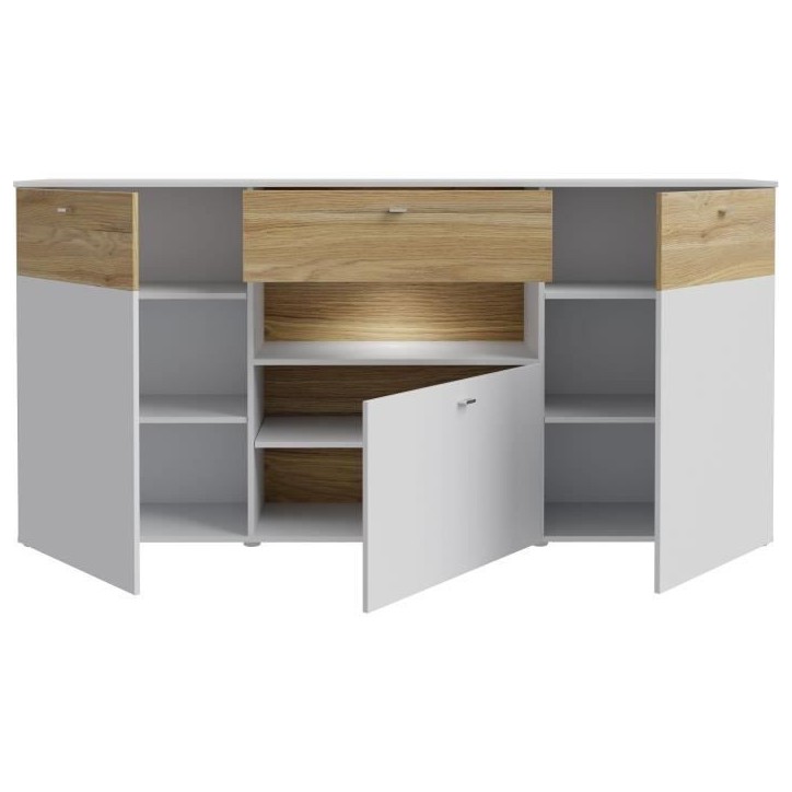 Buffet 3 portes1 tiroir LED - COMO- 194,8 x 41,3 x 94,5 cm - Gris / Chene Buffet 3 portes1 tiroir LED - COMO- 194,8 x 41,3 x 94,5 cm - Gris / Chene