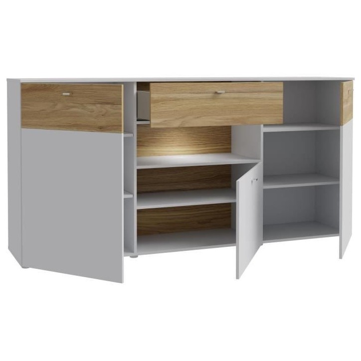 Buffet 3 portes1 tiroir LED - COMO- 194,8 x 41,3 x 94,5 cm - Gris / Chene Buffet 3 portes1 tiroir LED - COMO- 194,8 x 41,3 x 94,5 cm - Gris / Chene