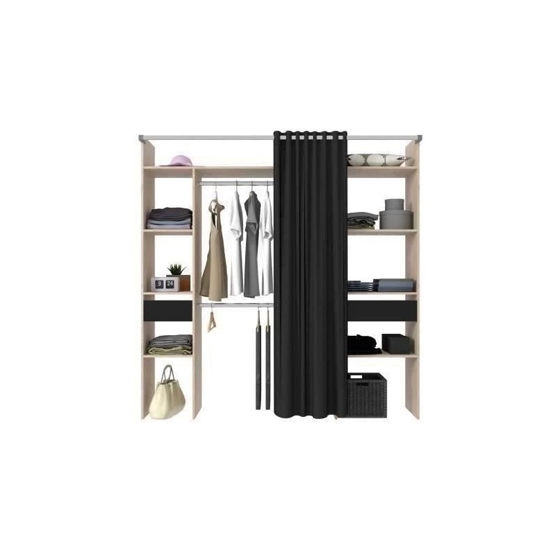 Dressing ARTIC avec rideau - L 198 x H 203 cm - 2 colonnes + 2 penderi Dressing ARTIC avec rideau - L 198 x H 203 cm - 2 colonnes + 2 penderi