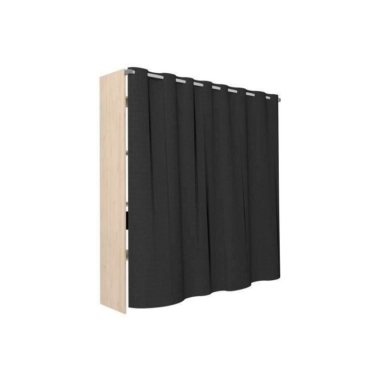 Dressing ARTIC avec rideau - L 198 x H 203 cm - 2 colonnes + 2 penderies + 2 tiroirs - Chene Jackson et noir Dressing ARTIC avec rideau - L 198 x H 203 cm - 2 colonnes + 2 penderies + 2 tiroirs - Chene Jackson et noir