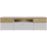 Meuble TV LED - COMO - 2 portes - Gris / Chene - 209,8 x 52 x 59,3 cm