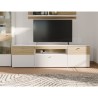 Meuble TV LED - COMO - 2 portes - Gris / Chene - 209,8 x 52 x 59,3 cm