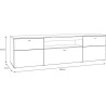Meuble TV LED - COMO - 2 portes - Gris / Chene - 209,8 x 52 x 59,3 cm