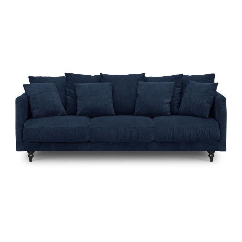Canapé droit fixe 4 places - Tissu bleu - Classique - L 212 x P 93 cm Canapé droit fixe 4 places - Tissu bleu - Classique - L 212 x P 93 cm