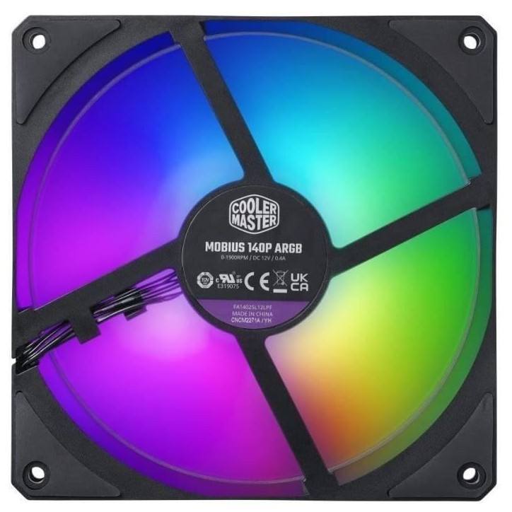 Ventilateur PC - COOLER MASTER - Mobius 140P ARGB - 14 cm - 1900 tr/min - Noir Ventilateur PC - COOLER MASTER - Mobius 140P ARGB - 14 cm - 1900 tr/min - Noir