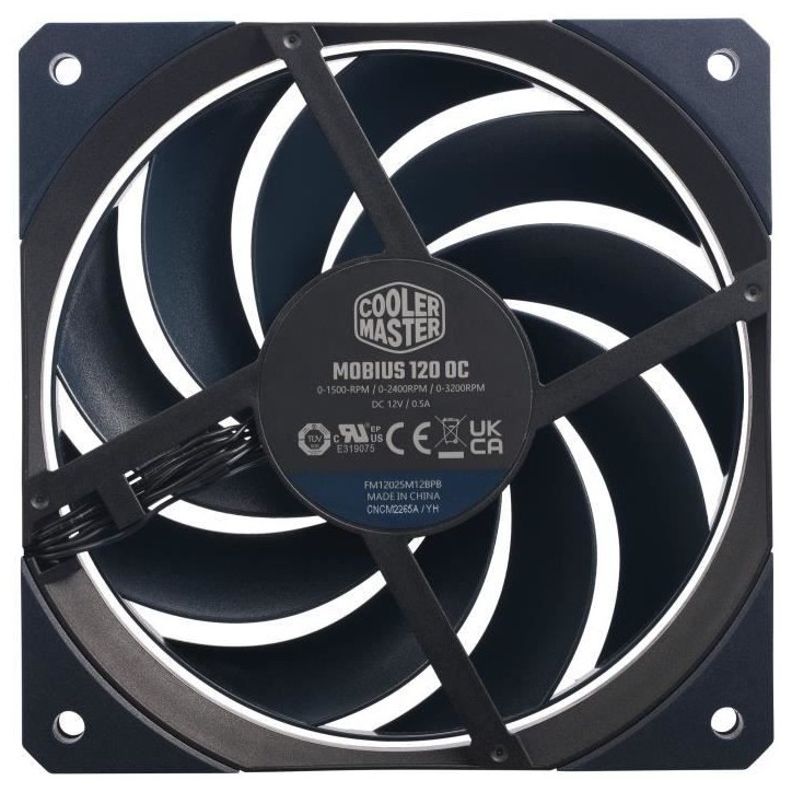 Refroidissement PC - COOLER MASTER - Mobius 120 OC - 120 mm - 3 vitesses - 3200 tr/min max Refroidissement PC - COOLER MASTER - Mobius 120 OC - 120 mm - 3 vitesses - 3200 tr/min max