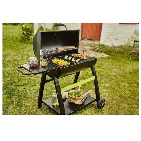 COOK'IN GARDEN Barbecue charbon de bois TONINO 70 - L 123 x l 74 x H 104,5cm - Surface de cuisson : L 68 x l 41,5cm - Noir