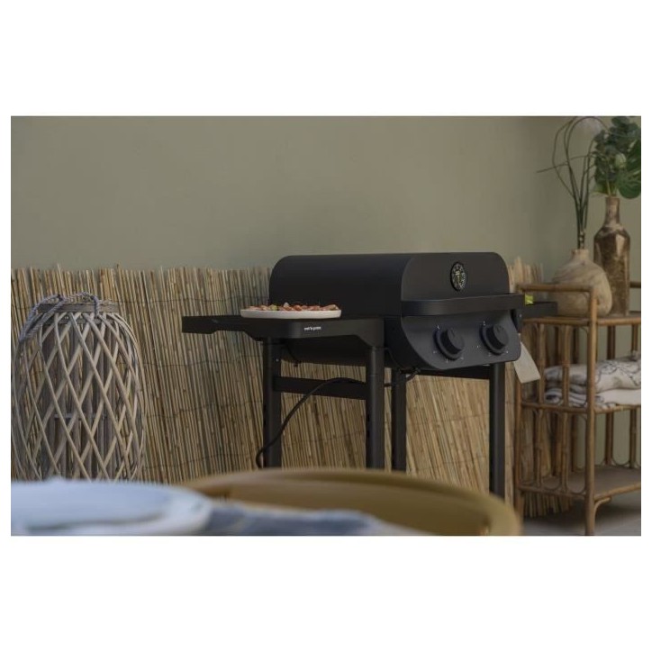Barbecue électrique - COOK IN GARDEN - Flavo - 100% grille - Fonte émaillée - L.48,5 x l.41,5 cm - 2500 W - 5 positions Barbecue électrique - COOK IN GARDEN - Flavo - 100% grille - Fonte émaillée - L.48,5 x l.41,5 cm - 2500 W - 5 positions