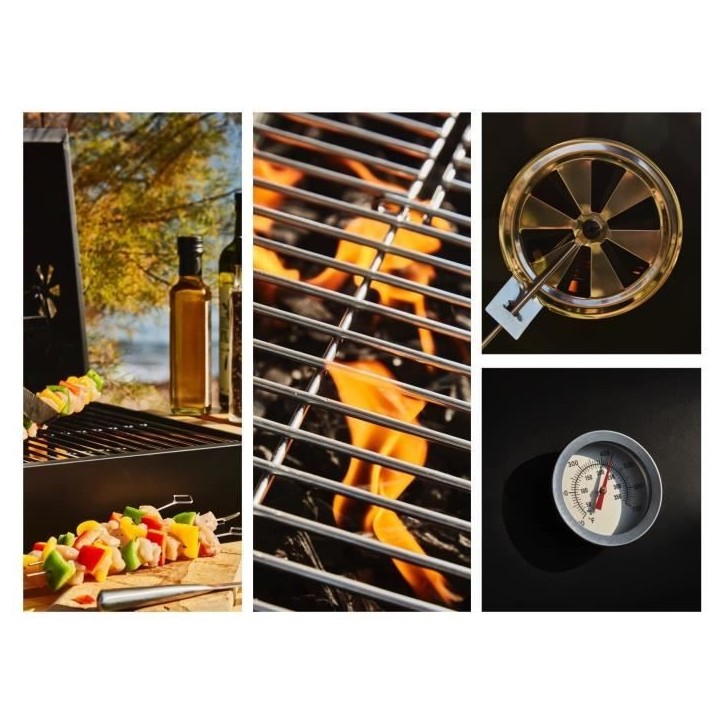 COOKING BOX Barbecue a charbon MIKE - 115x66x106 cm - 2 grilles acier chromé - Surface de cuisson : 71x35 cm - Noir COOKING BOX Barbecue a charbon MIKE - 115x66x106 cm - 2 grilles acier chromé - Surface de cuisson : 71x35 cm - Noir