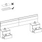 Tete de lit avec 2 tables de chevet a 2 tiroirs - Chene / Blanc - 248 x 34,2 x 96 cm