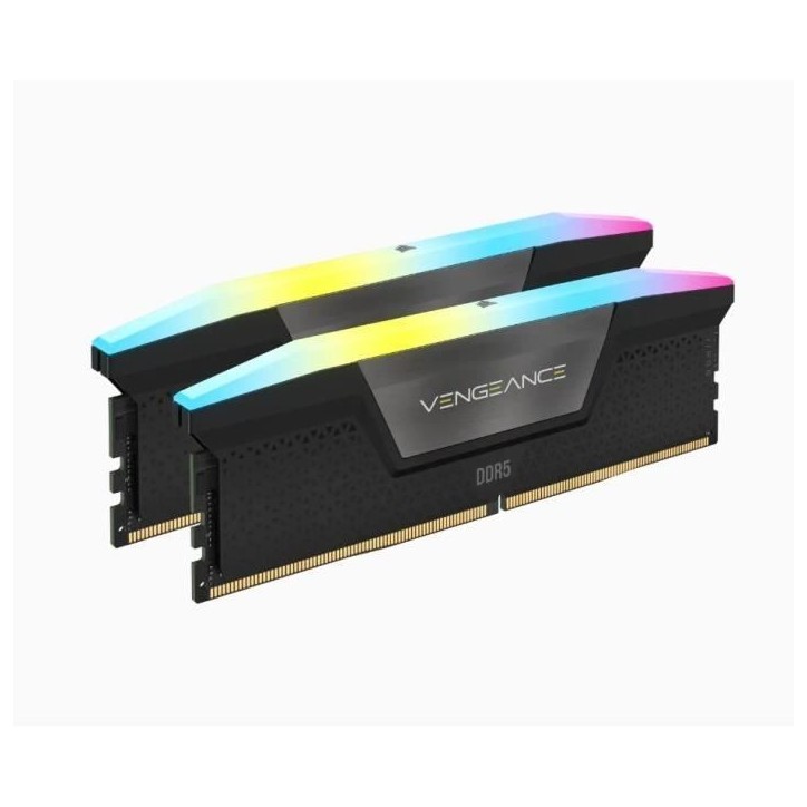 Mémoire RAM - CORSAIR - Vengeance RGB DDR5 - 32GB 2x16GB DIMM - 5600 MHz - 1,25V - Noir (CMH32GX5M2B5600C40K) Mémoire RAM - CORSAIR - Vengeance RGB DDR5 - 32GB 2x16GB DIMM - 5600 MHz - 1,25V - Noir (CMH32GX5M2B5600C40K)
