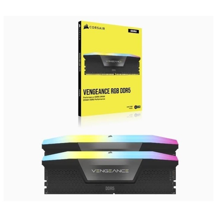 Mémoire RAM - CORSAIR - Vengeance RGB DDR5 - 32GB 2x16GB DIMM - 5600 MHz - 1,25V - Noir (CMH32GX5M2B5600C40K) Mémoire RAM - CORSAIR - Vengeance RGB DDR5 - 32GB 2x16GB DIMM - 5600 MHz - 1,25V - Noir (CMH32GX5M2B5600C40K)