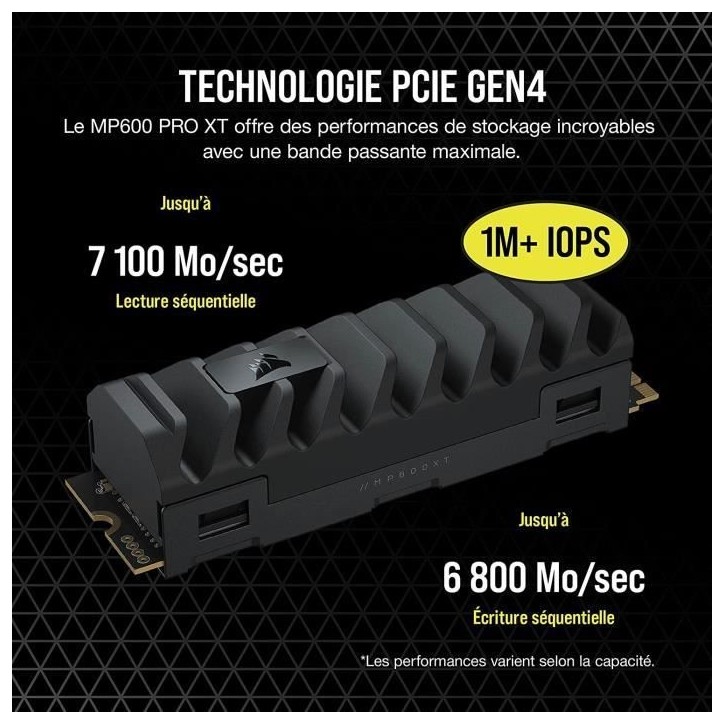 Corsair Disque SSD MP600 PRO XT - 2TB NVMe PCIe M.2 (CSSD-F2000GBMP600PXT) Corsair Disque SSD MP600 PRO XT - 2TB NVMe PCIe M.2 (CSSD-F2000GBMP600PXT)