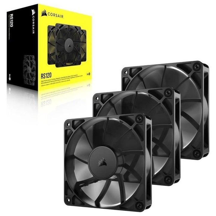 Pack de 3 ventilateurs PWM 120mm - CORSAIR - RS120 Pack de 3 ventilateurs PWM 120mm - CORSAIR - RS120