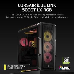 Boîtier PC - CORSAIR - Série iCUE LINK 5000T LX RGB - Moyen tour - N