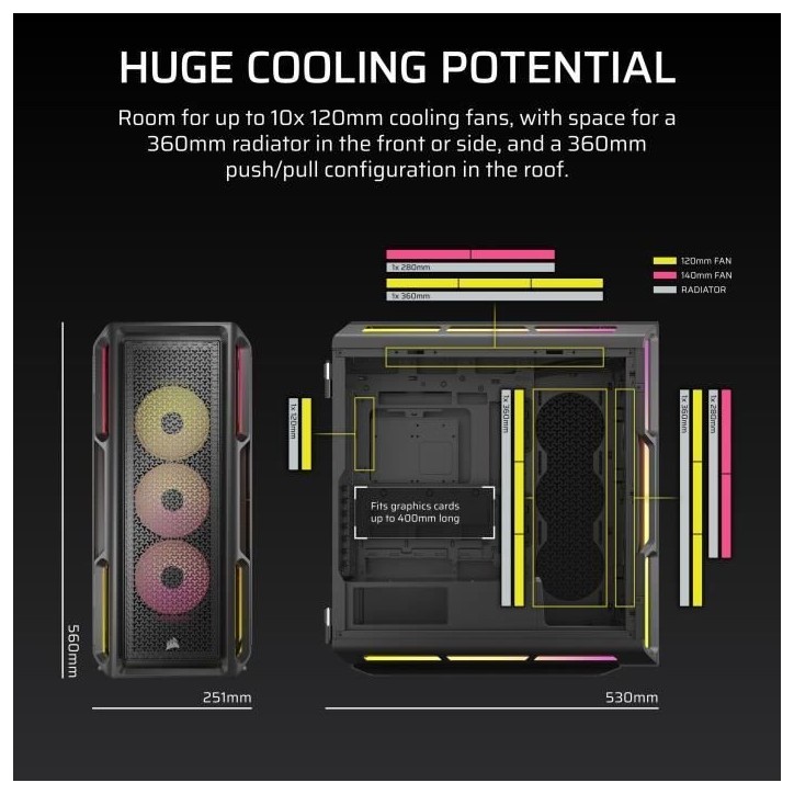 Boîtier PC - CORSAIR - Série iCUE LINK 5000T LX RGB - Moyen tour - Noir Boîtier PC - CORSAIR - Série iCUE LINK 5000T LX RGB - Moyen tour - Noir