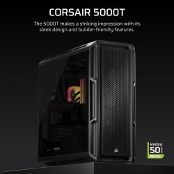 Boîtier PC - CORSAIR - Série 5000T - Moyen tour - Noir