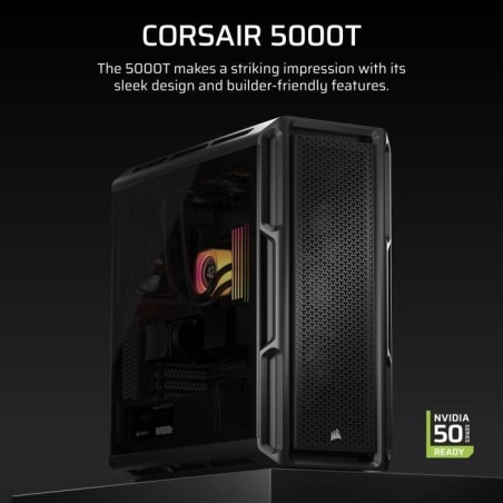Boîtier PC - CORSAIR - Série 5000T - Moyen tour - Noir